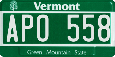 VT license plate APO558