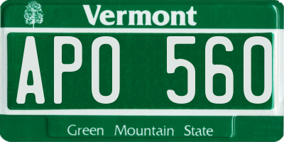 VT license plate APO560