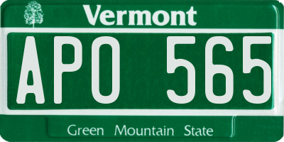 VT license plate APO565