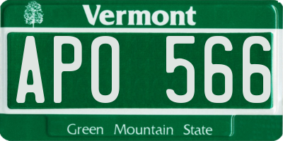 VT license plate APO566