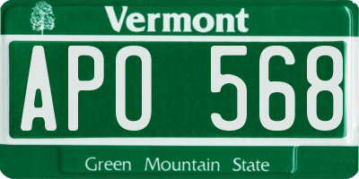 VT license plate APO568