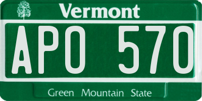VT license plate APO570