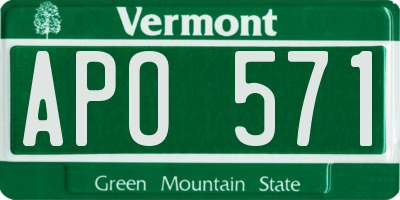 VT license plate APO571