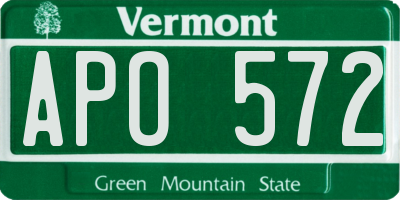 VT license plate APO572