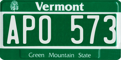 VT license plate APO573