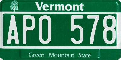 VT license plate APO578
