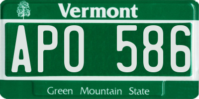 VT license plate APO586