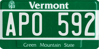 VT license plate APO592