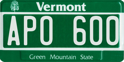 VT license plate APO600