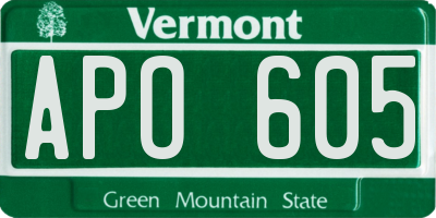 VT license plate APO605