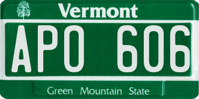 VT license plate APO606