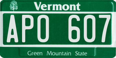 VT license plate APO607