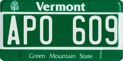 VT license plate APO609
