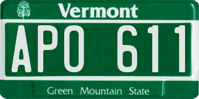 VT license plate APO611