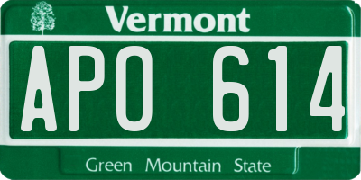 VT license plate APO614