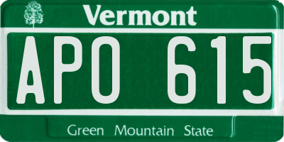 VT license plate APO615