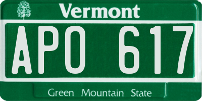 VT license plate APO617