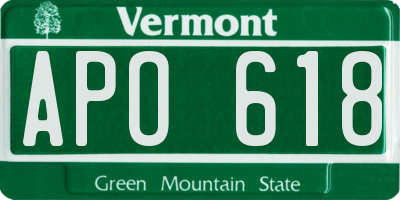 VT license plate APO618