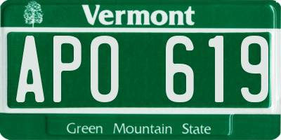 VT license plate APO619