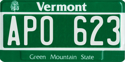 VT license plate APO623