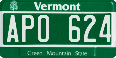 VT license plate APO624