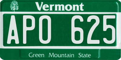 VT license plate APO625