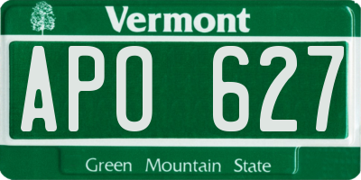 VT license plate APO627