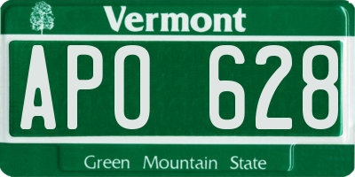VT license plate APO628