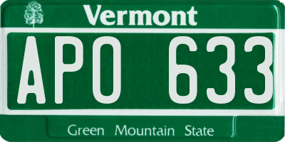 VT license plate APO633