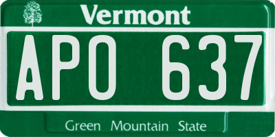 VT license plate APO637