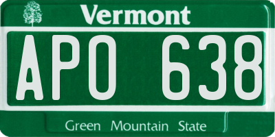 VT license plate APO638