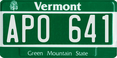 VT license plate APO641