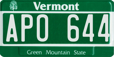 VT license plate APO644