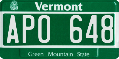 VT license plate APO648