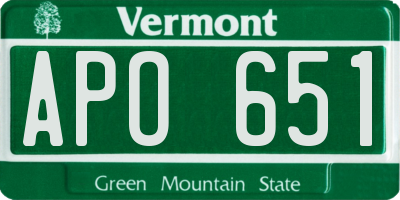 VT license plate APO651