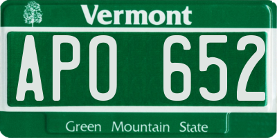 VT license plate APO652