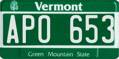 VT license plate APO653