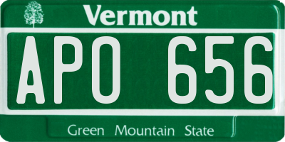 VT license plate APO656