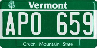 VT license plate APO659