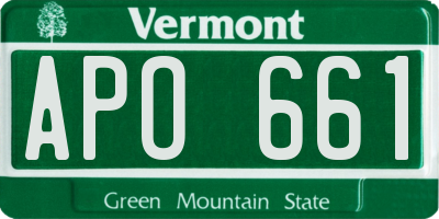 VT license plate APO661