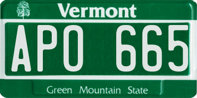 VT license plate APO665