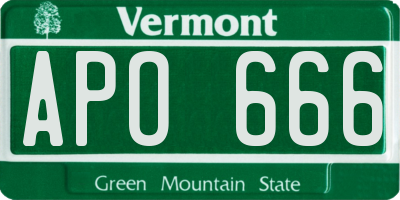 VT license plate APO666