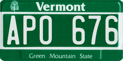 VT license plate APO676