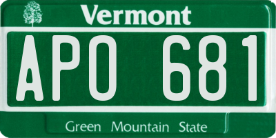 VT license plate APO681