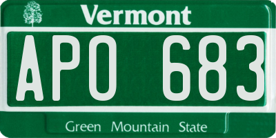 VT license plate APO683