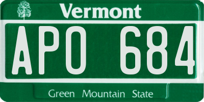 VT license plate APO684