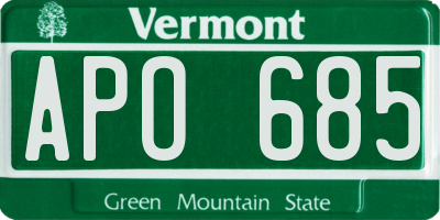 VT license plate APO685