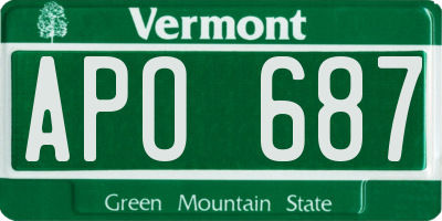 VT license plate APO687