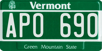 VT license plate APO690