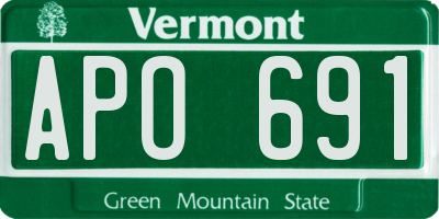 VT license plate APO691